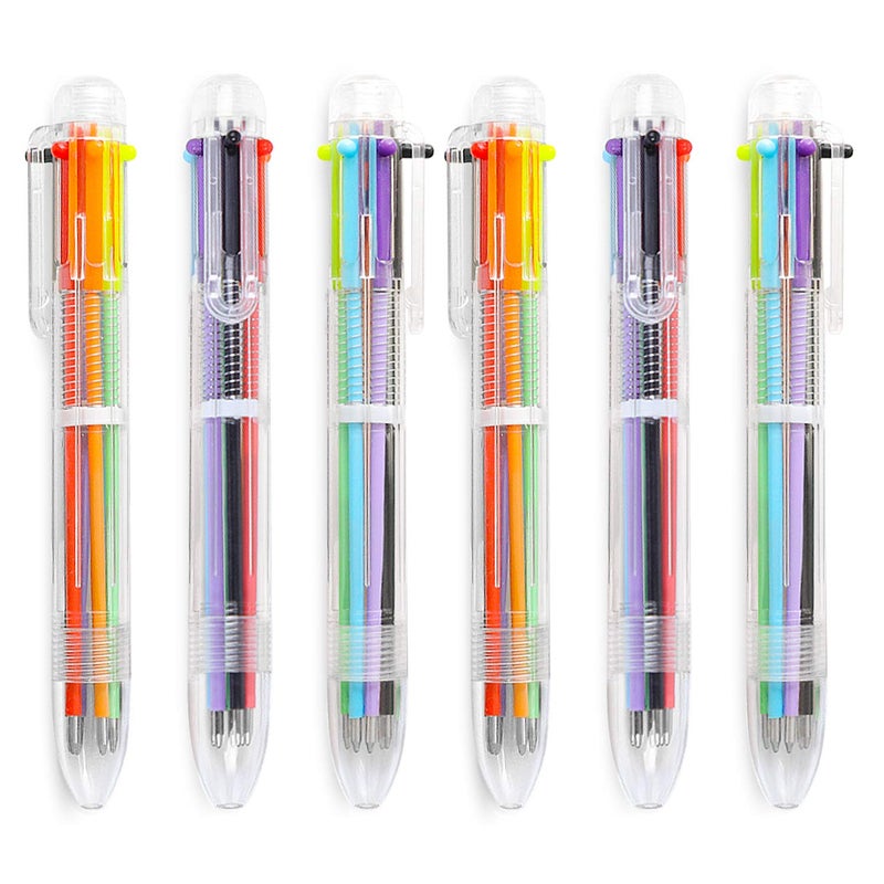 Hutou 12 Pack 0.5mm 6-in-1 Multicolor Ballpoint Pen 6 Colors Retractable Ballpoint Pens (12 Pack) - Image 1
